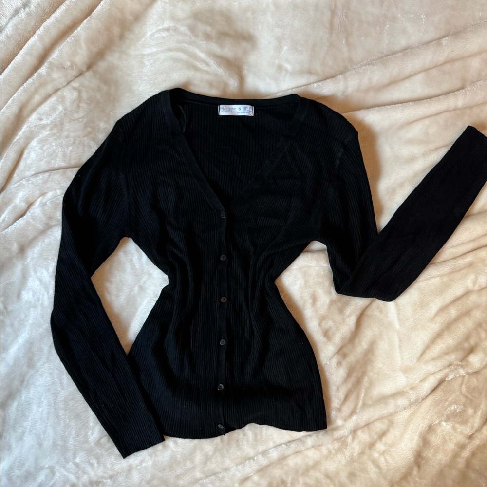 PRIMARK Black Ribbed Women's Cardigan Sweater